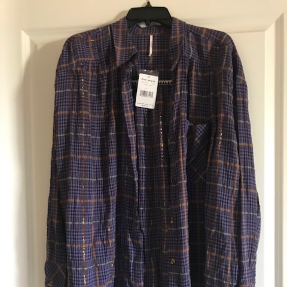 Free People ~ Break My Stripe Plaid Shirt